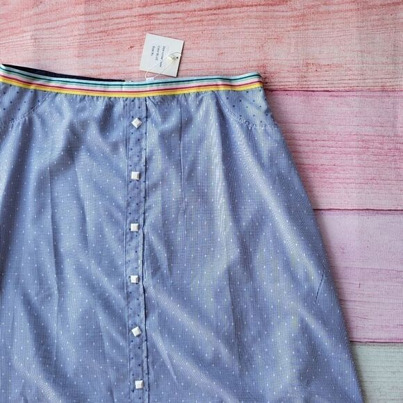 NWT Yal New York Blue Micro Check Button-Down Front A-Line Skirt Size XL - Picture 2 of 6